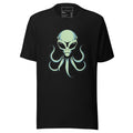 Black alien octopus men’s t-shirt featuring a unique alien and octopus design