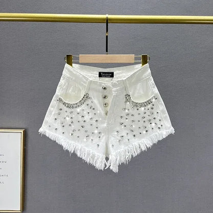 Diamond Embellished Denim Shorts
