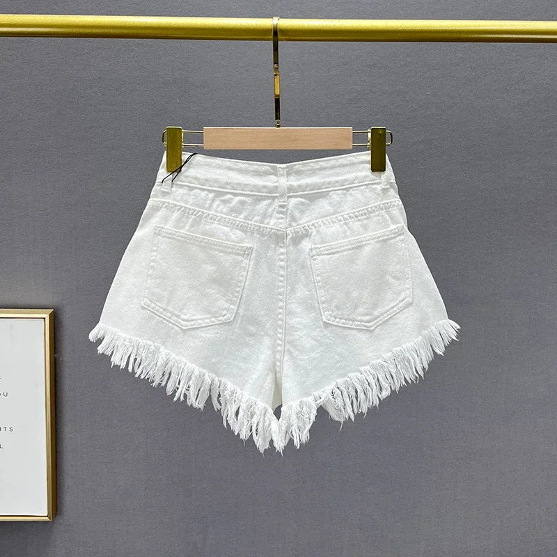 Diamond Embellished Denim Shorts