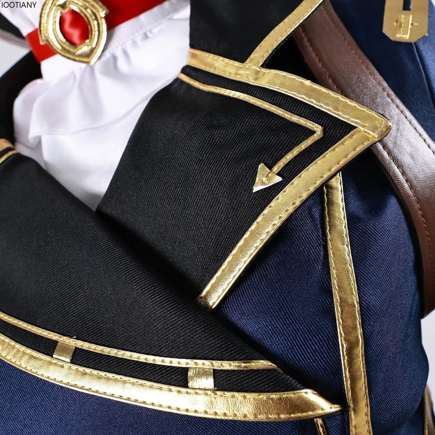 Women’s anime cosplay costume featuring detailed gold accents and elegant design by LuckeLadybug LLC