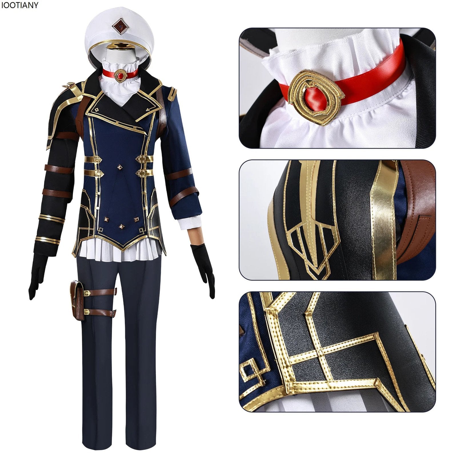LuckeLadybug anime cosplay costume for women with detailed navy and gold design and accessory accents
