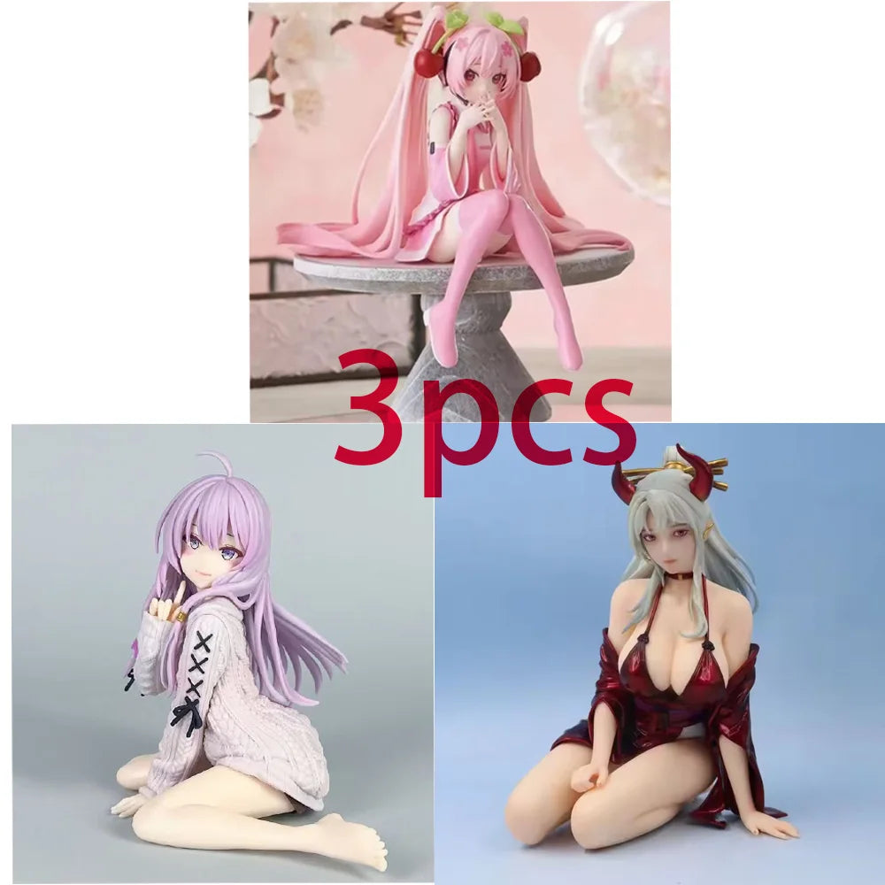 Set of 3 anime figures featuring diverse characters in dynamic poses for collectors and fans