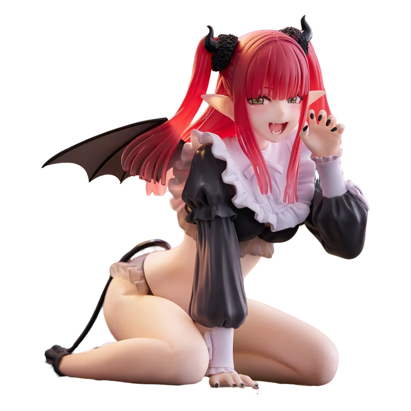 LuckeLadybug LLC cute anime figure of a demon girl with red hair and bat wings, styled in a playful pose