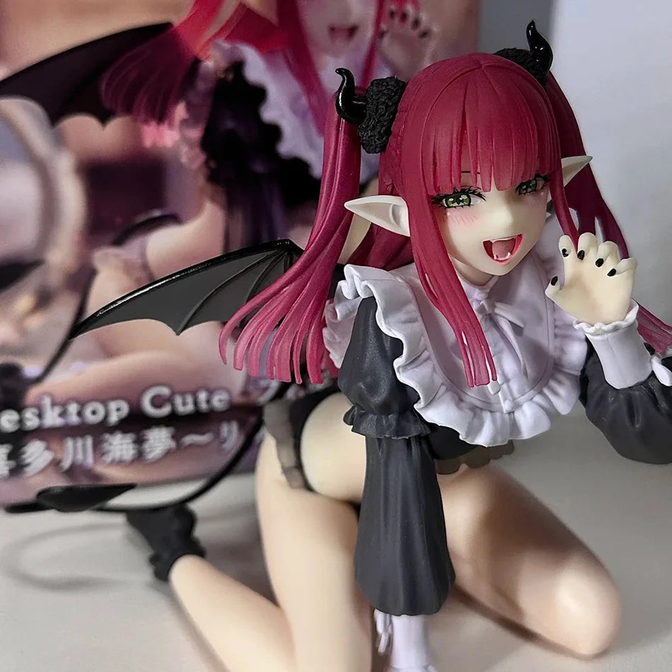 Cute LuckeLadybug LLC anime figure with pink hair and bat wings in playful pose