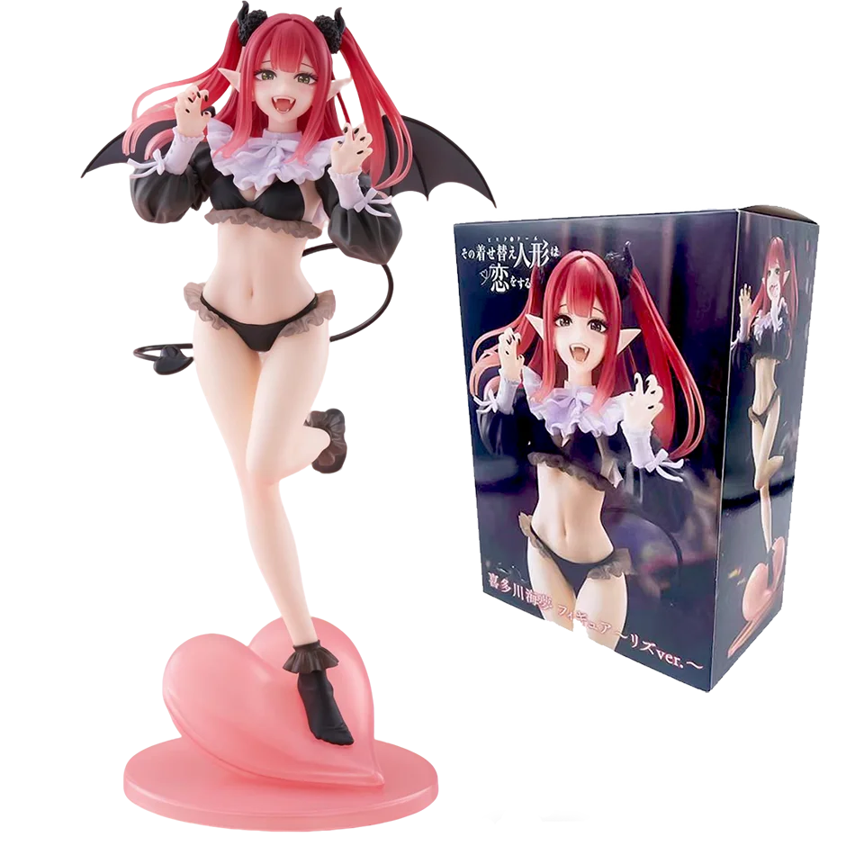 LuckeLadybug LLC anime figure of a playful character with devil wings and a heart-shaped base