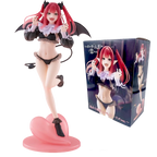 LuckeLadybug LLC anime figure of a playful character with devil wings and a heart-shaped base