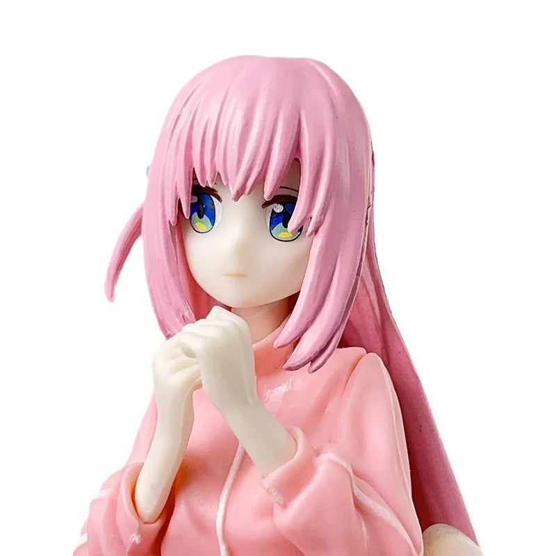 LuckeLadybug LLC Anime Figure in Pink Hoodie with Long Pink Hair and Colorful Eyes