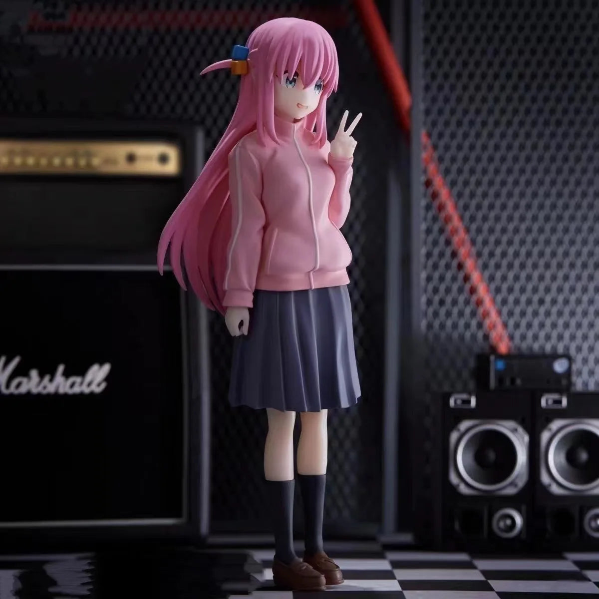 LuckeLadybug anime figure with long pink hair and casual outfit, posing with peace sign