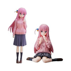 LuckeLadybug anime figure in two poses, one standing and one sitting, with pink hair and a pink hoodie