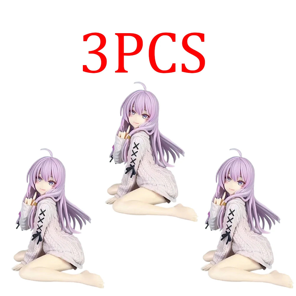 Set of 3 LuckeLadybug anime figures with purple hair and casual outfits for collectors