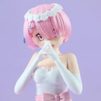 Anime figure of a character with pink hair and a dress, showcasing intricate details and vibrant colors