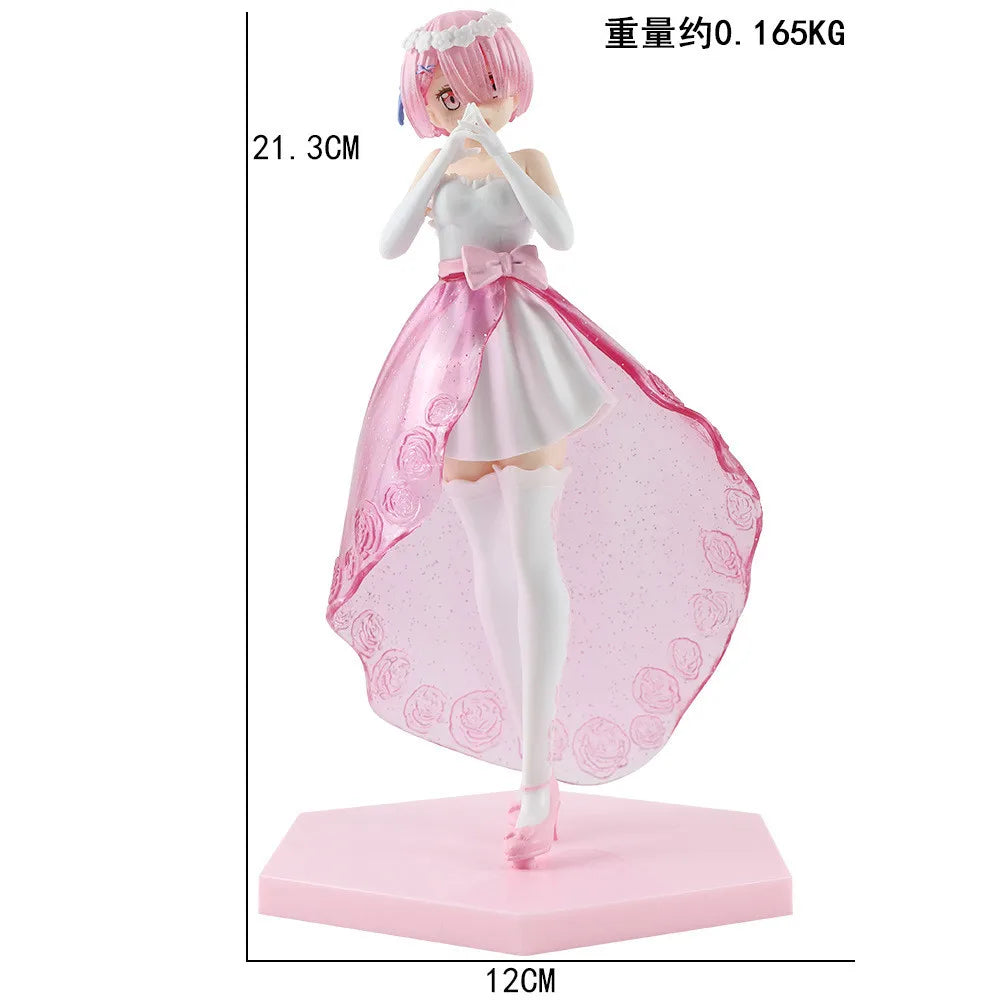 LuckeLadybug LLC anime figure of a character in a pink dress with a heart pose and detailed base