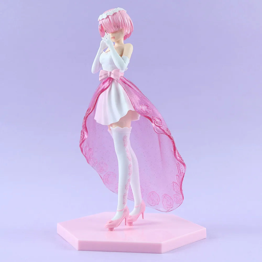 LuckeLadybug LLC anime figure of a character in a pink dress with a flowing cape and elegant pose