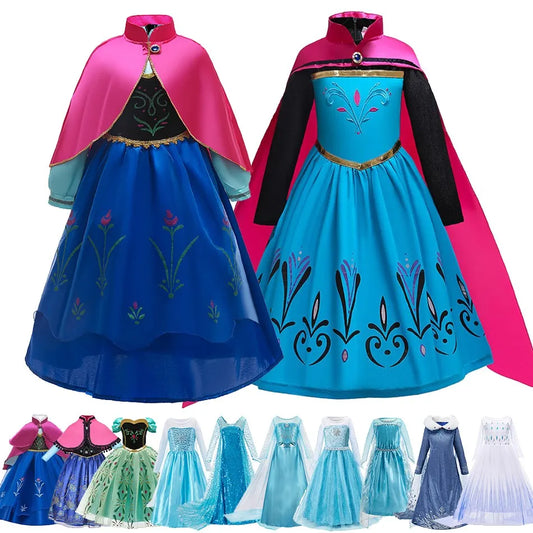 Anna Elsa princess dress for girls with vibrant colors and detailed designs for dress-up fun