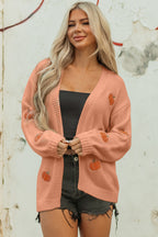 Pumpkin Print Cardigan with Carving Stencils
