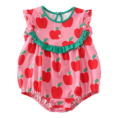 Adorable Fruit Apples Print Girl Bubble For Fashionable Babies And Toddlers! 🍎👶 - LuckeLadybug LLC