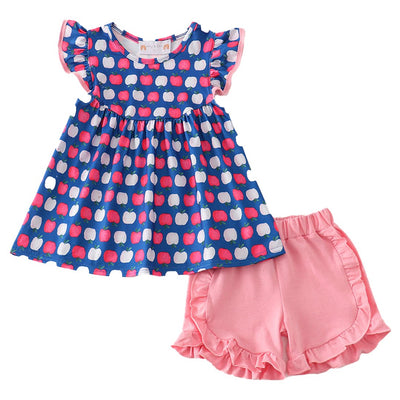 Adorable Fruit Apples Print Girl Set: Perfect Pick For Your Little Fashionista! - LuckeLadybug LLC