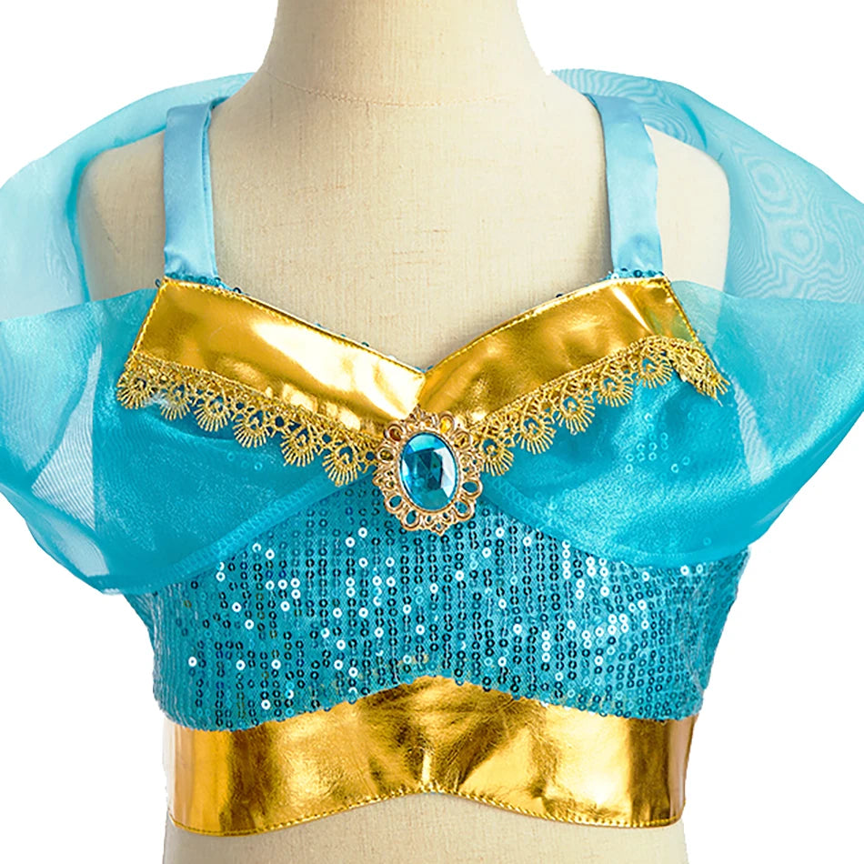 Sparkling Arabian princess costume for girls with sequins and gold accents