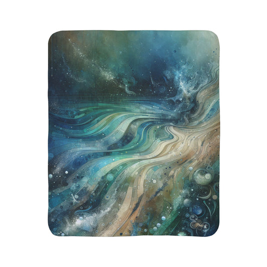 LuckeLadybug sherpa blanket featuring a flowing abstract design as an artistic home decor blanket