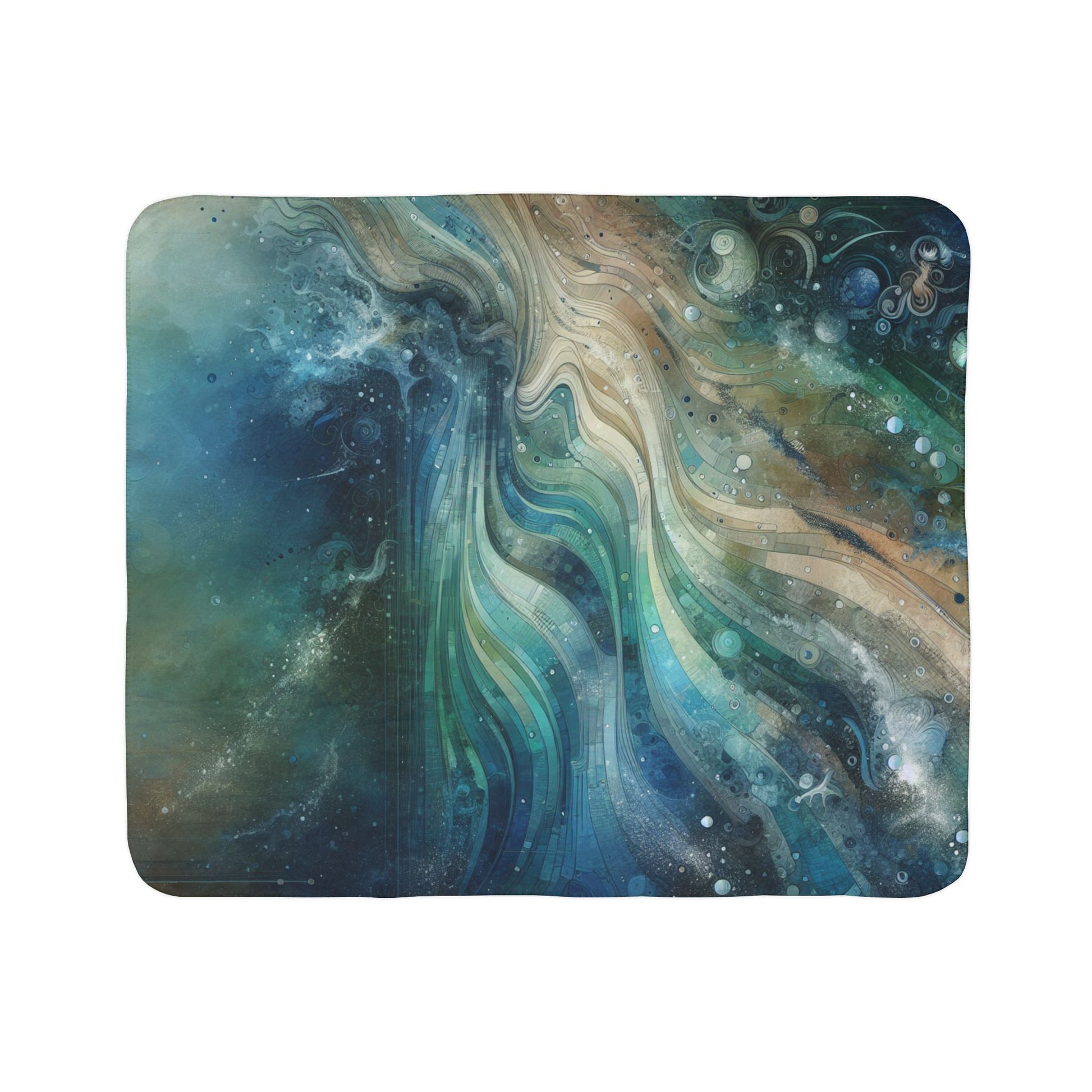 LuckeLadybug sherpa blanket with abstract ocean wave design for artistic home decor blanket