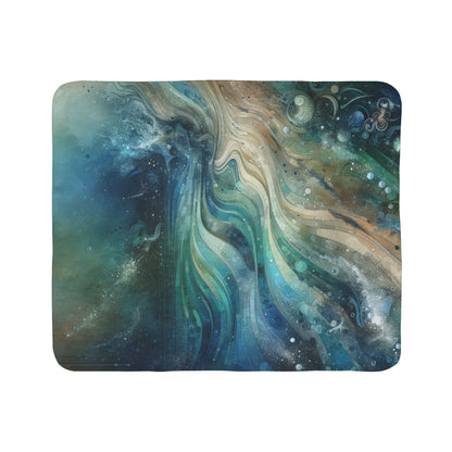 LuckeLadybug sherpa blanket with abstract ocean wave design for artistic home decor blanket