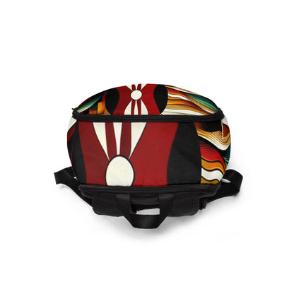 LuckeLadybug colorful abstract print backpack with top handle and zipper pocket unique artistic backpack for school