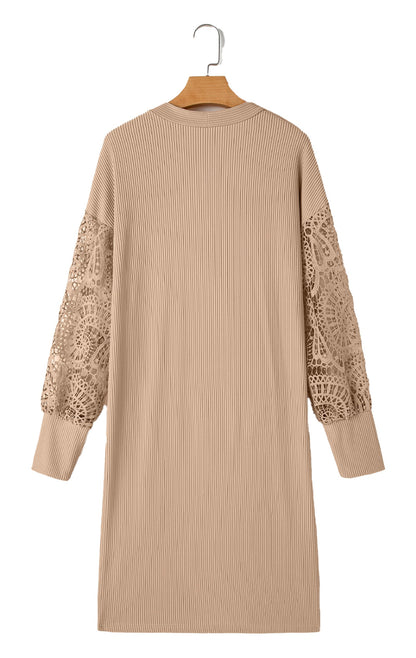 Ribbed Knit Open Front Duster Cardigan