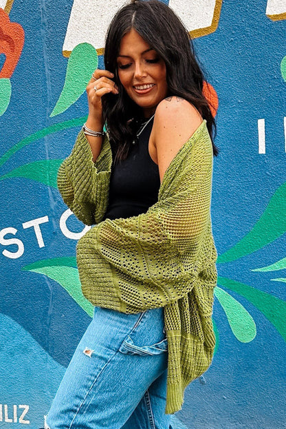 Green Oversized Crochet Cardigan