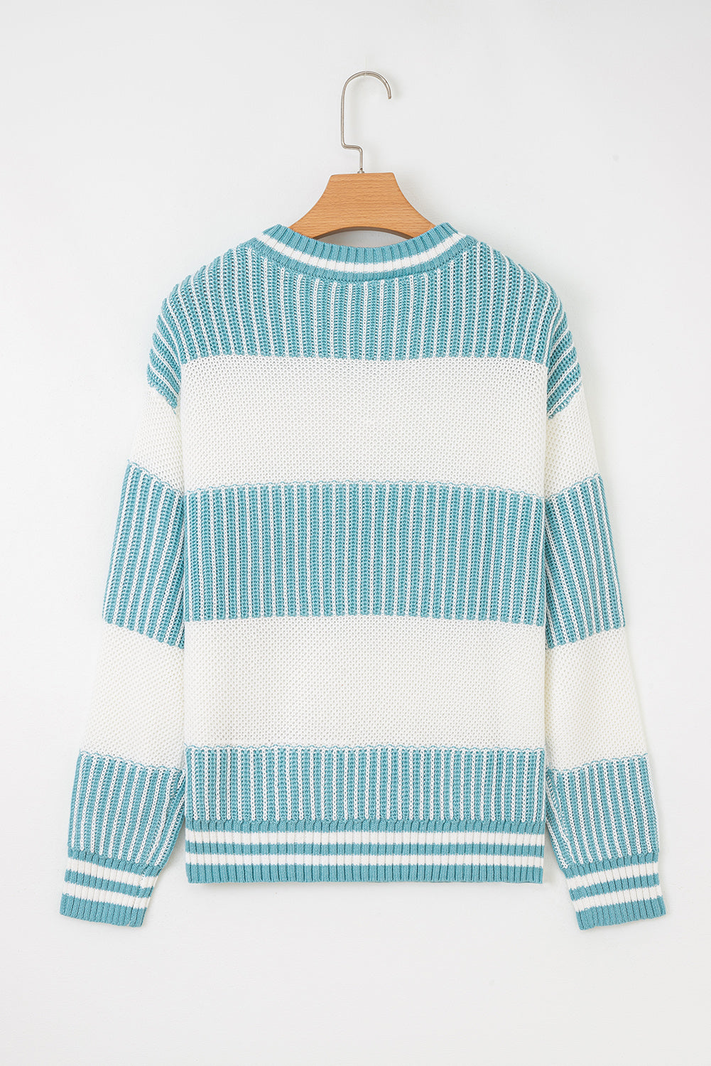 Brown Striped Patchwork Sweater For Trendy Look