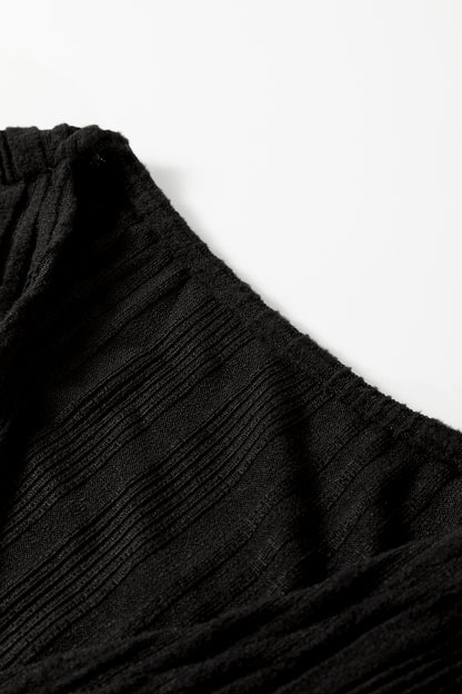 Black Ribbed Open Front Cardigan