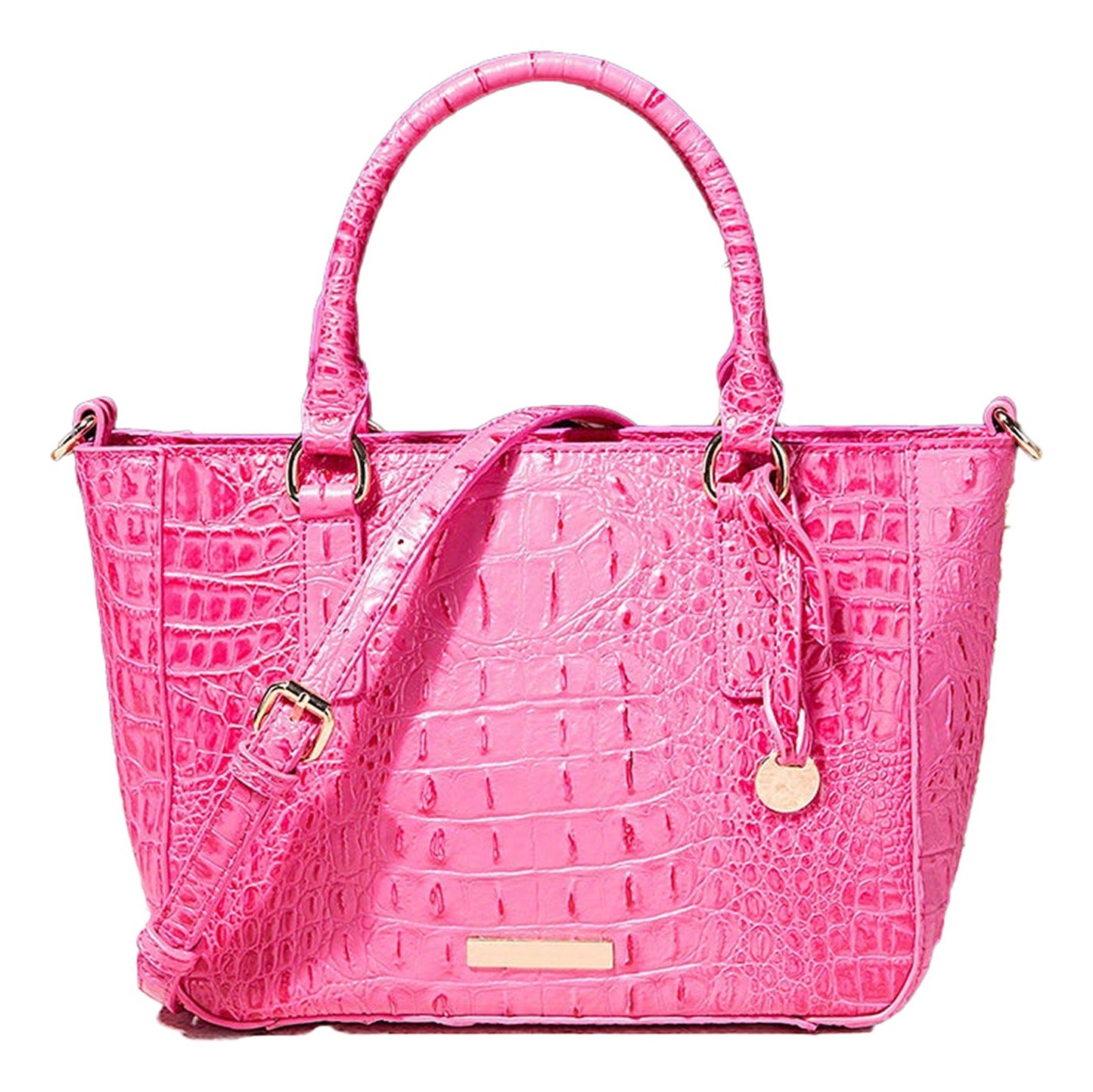 Crocodile Pattern Satchel Handbag Pink