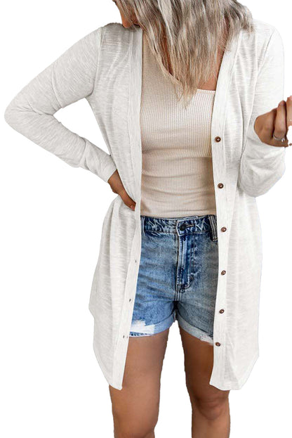 Beige Open-Front Cardigan For Trendy Looks