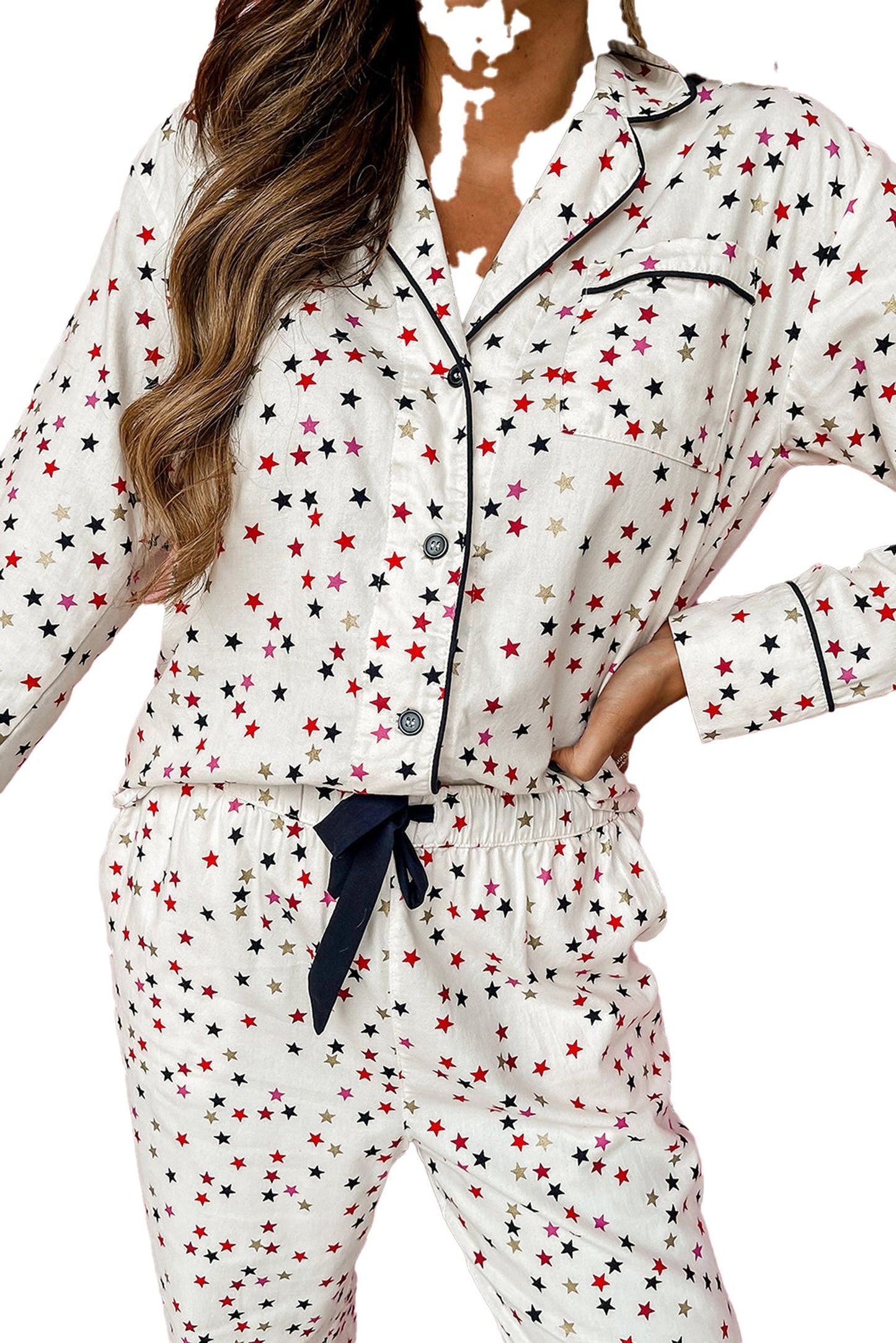 White Star Pajama Set Women For Cozy Nights