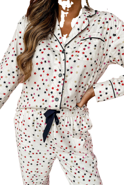White Star Pajama Set Women For Cozy Nights
