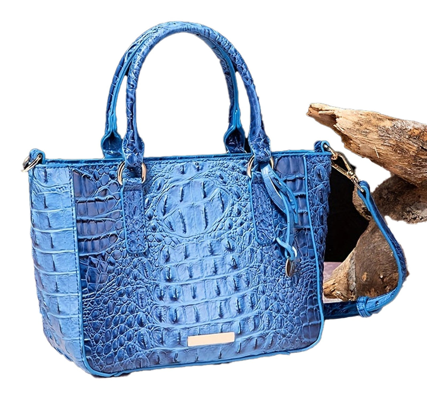 Crocodile Pattern Satchel Handbag Pink