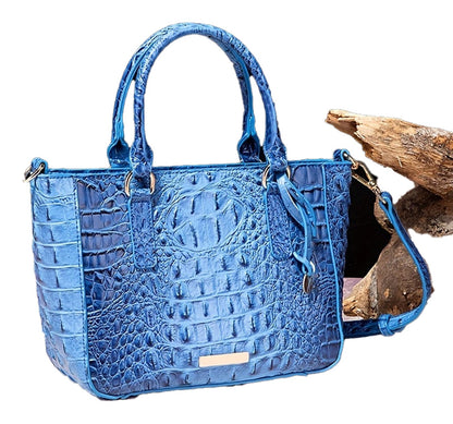 Crocodile Pattern Satchel Handbag Pink