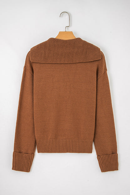 Chestnut V Neck Sweater For Women