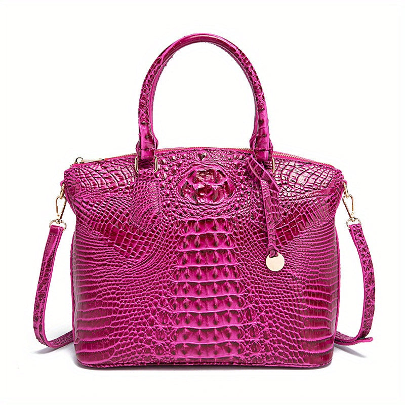 Crocodile Embossed Womens Handbag Chic Satchel