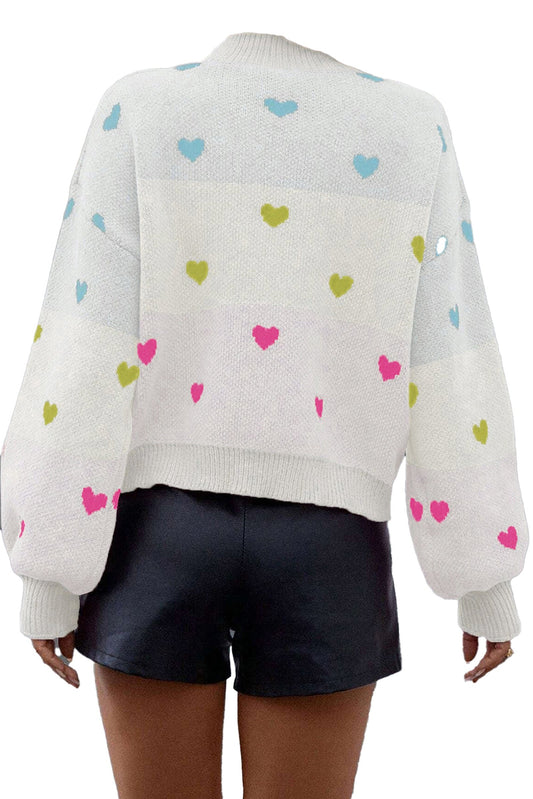 Multicolor Heart Pattern Sweater