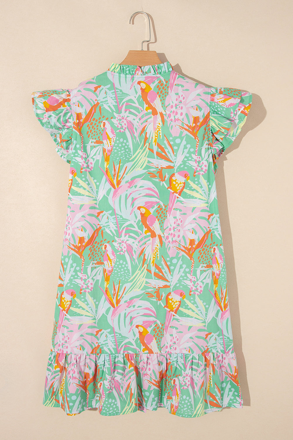 H-Line Abstract Floral Dress, Ruffle Mini
