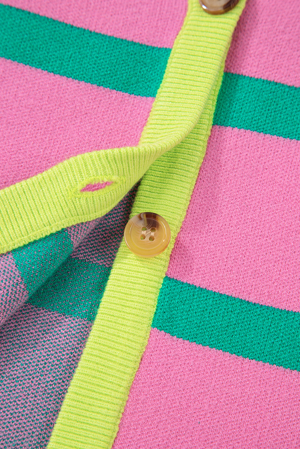 Pink Stripe Colorblock Cardigan For Trendy Style