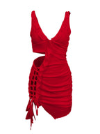 V-Neck Mini Dress With Ruffle Detail