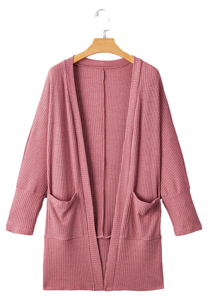 Mineral Red Waffle Knit Cardigan