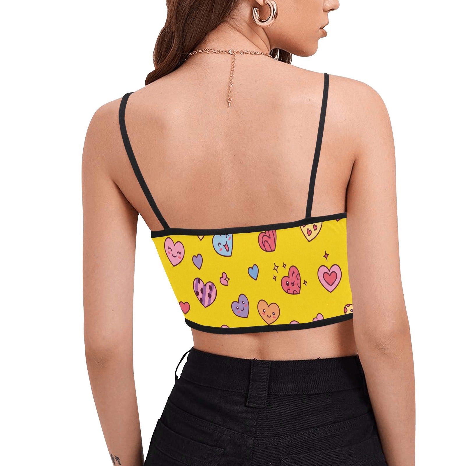Yellow Hearts Women'S Spaghetti Strap Crop Top
