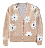 Smoke Gray Floral Knit Cardigan