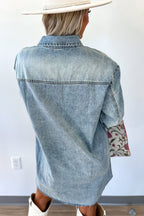 Oversized Denim Shirt Dress With Pockets