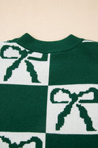 Blackish Green Checkered Sweater For Trendy Style