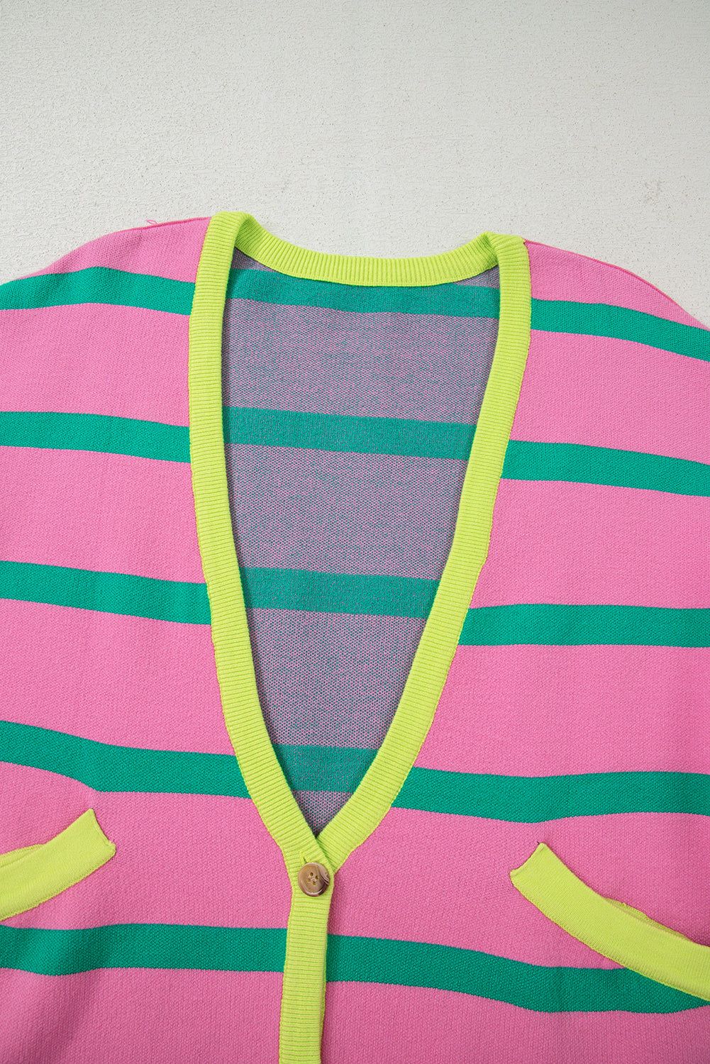 Pink Stripe Colorblock Cardigan For Trendy Style