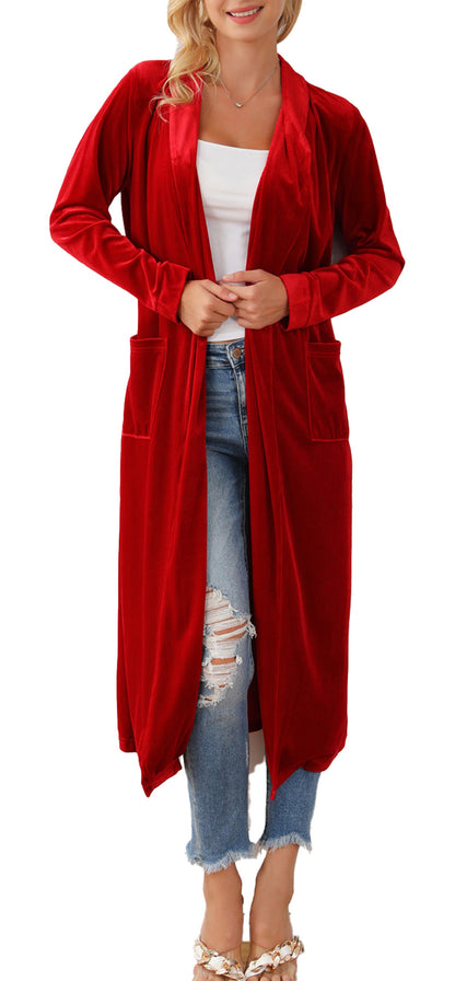 Yellow Velvet Duster Coat For Trendy Looks