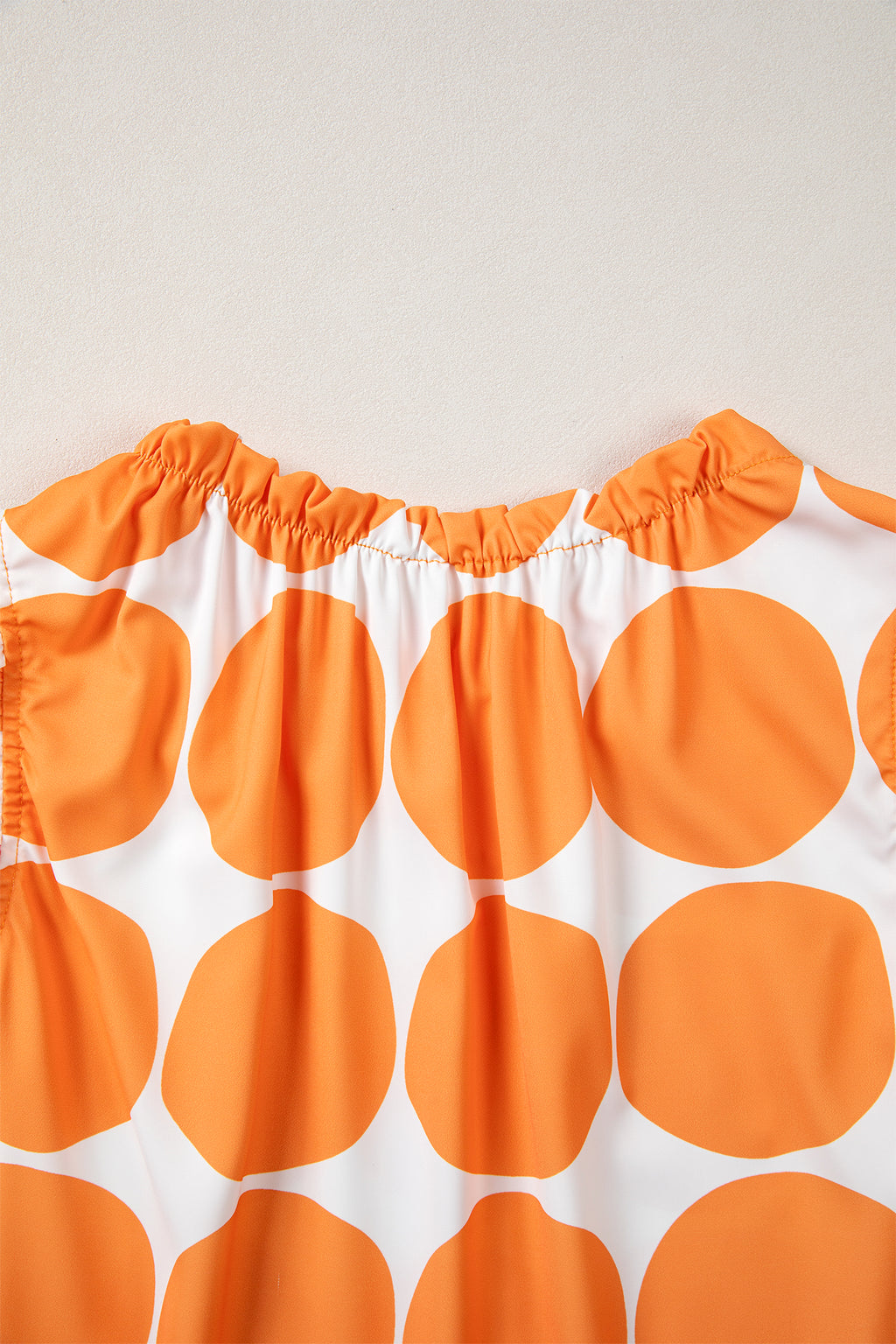 Rose Polka Dot Print Frilled Round Neck Shift Tank Top